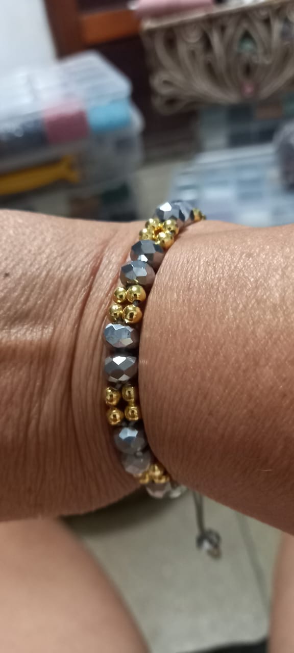 Pulsera Gris Dorado
